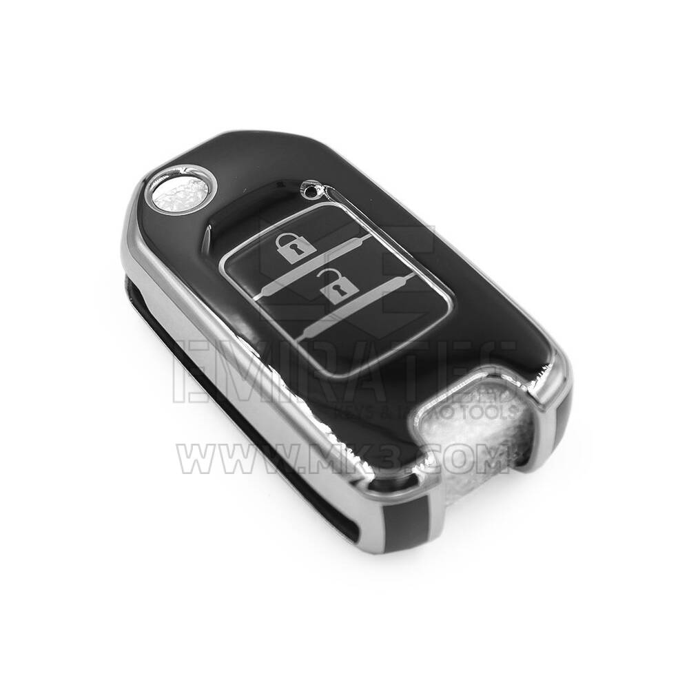Coque Nano de rechange de haute qualité pour clé télécommande Honda 2 boutons, noire, cadre argenté, HD-B11Y2 | Emirates Keys