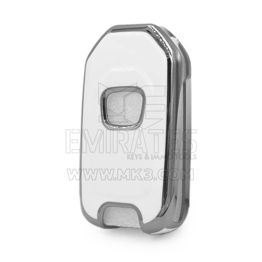 Coque Nano pour télécommande Honda 3 boutons, blanche, cadre argenté, HD-B11Y3 | MK3