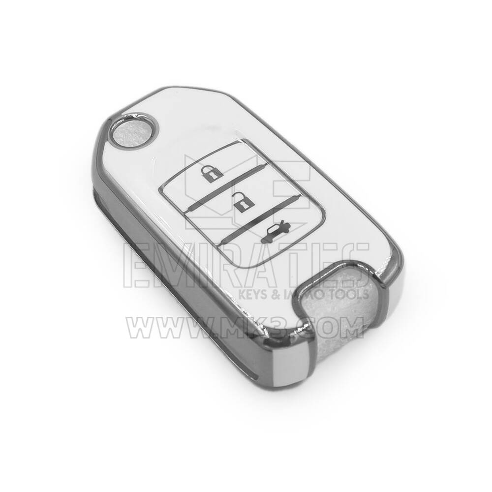 Coque Nano de rechange de haute qualité pour clé télécommande Honda 3 boutons, blanche, cadre argenté, HD-B11Y3 | Emirates Keys