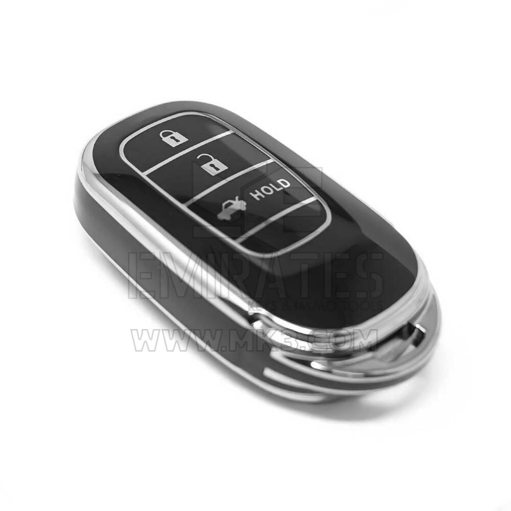 Coque Nano de rechange de haute qualité pour clé télécommande Honda 3 boutons, noire, cadre argenté, HD-G11Y3A | Emirates Keys
