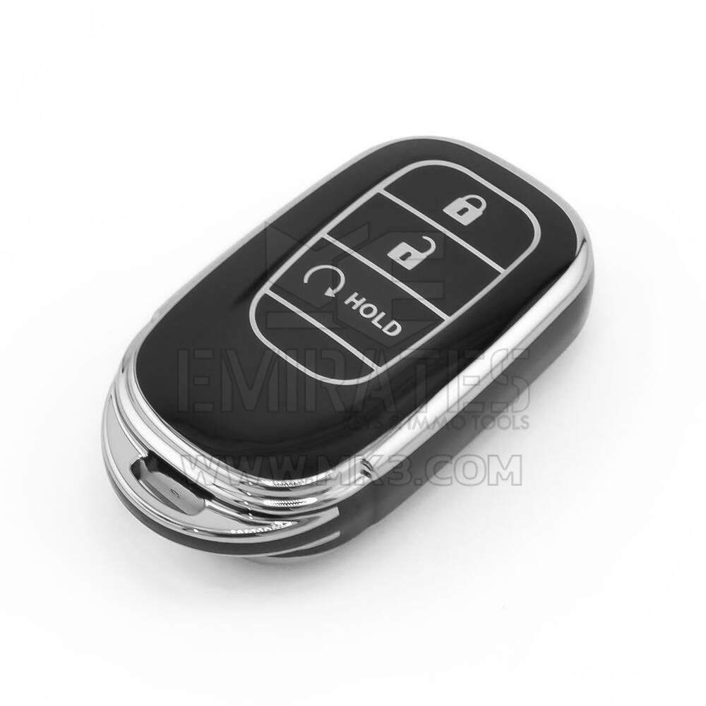 Coque Nano de rechange de haute qualité pour clé télécommande Honda 3 boutons, noire, cadre argenté, HD-G11Y3B | Emirates Keys