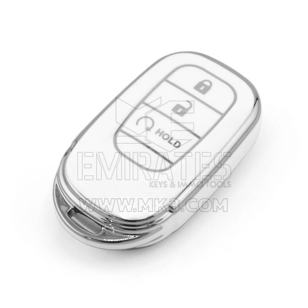 Coque Nano de rechange de haute qualité pour clé télécommande Honda 3 boutons, blanche, cadre argenté, HD-G11Y3B | Emirates Keys