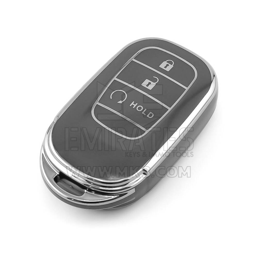 Coque Nano de rechange de haute qualité pour clé télécommande Honda 3 boutons, gris foncé, cadre argenté, HD-G11Y3B | Emirates Keys