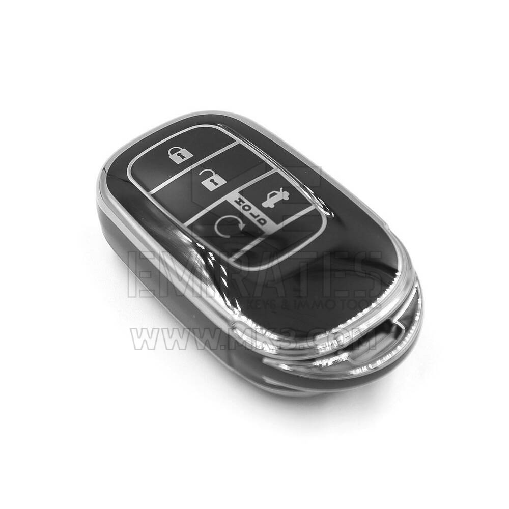 Coque Nano de rechange de haute qualité pour clé télécommande Honda 4 boutons, noire, cadre argenté, HD-G11Y4A | Emirates Keys