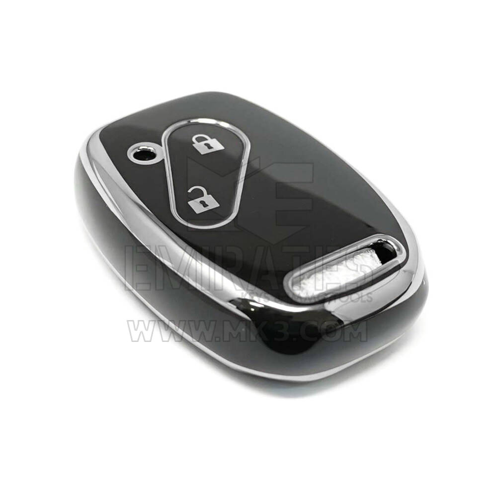 Coque Nano de rechange de haute qualité pour clé télécommande Honda 2 boutons, noire, cadre argenté, HD-J11Y2 | Emirates Keys