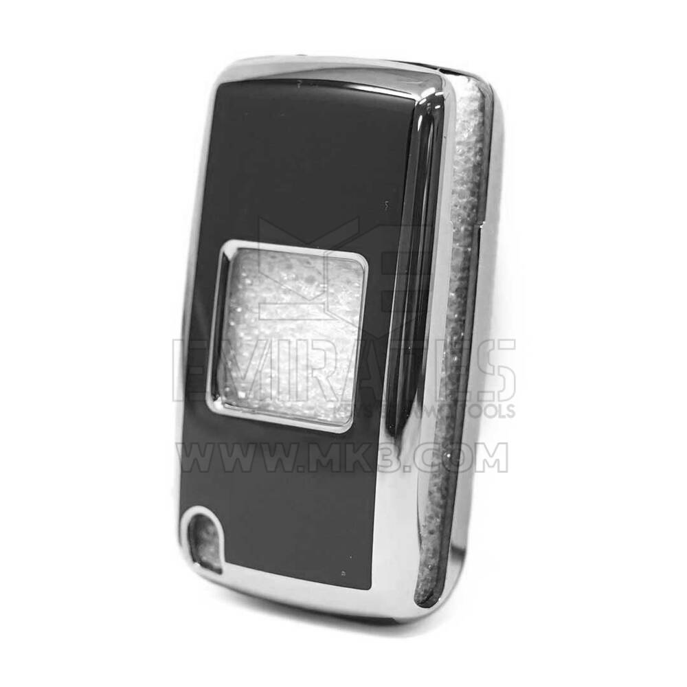 Чехол Nano для дистанционного ключа Peugeot с 2 кнопками, черный цвет, серебристая рамка PG-D11Y2 | MK3