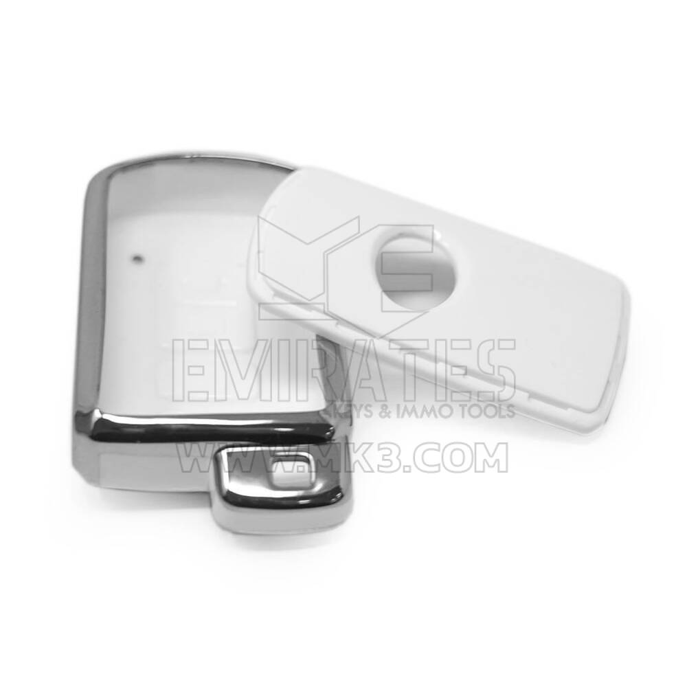 New Aftermarket Nano High Quality Cover For Toyota Remote Key 4 Button White Color Silver Frame TYT-D11Y4 | Emirates Keys