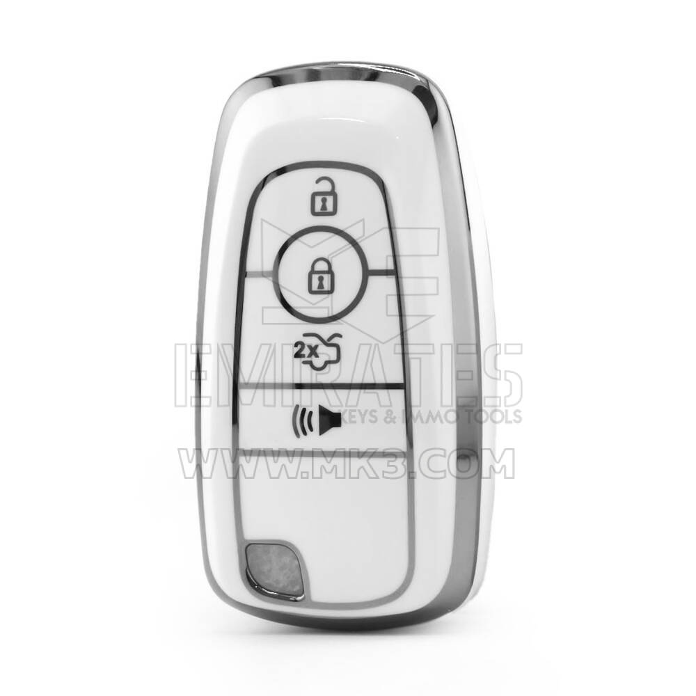 Nano High Quality Cover For Ford Remote Key 4 Button White Color Silver Frame Ford-B11Y4B