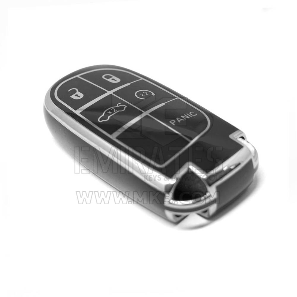 Coque Nano de rechange de haute qualité pour clé télécommande Jeep 5 boutons, noire, cadre argenté, Jeep-B11Y5 | Emirates Keys