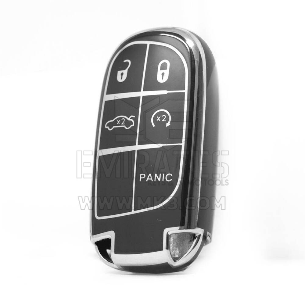 Coque Nano haute qualité pour télécommande Jeep 5 boutons, couleur noire, cadre argenté, Jeep-B11Y5