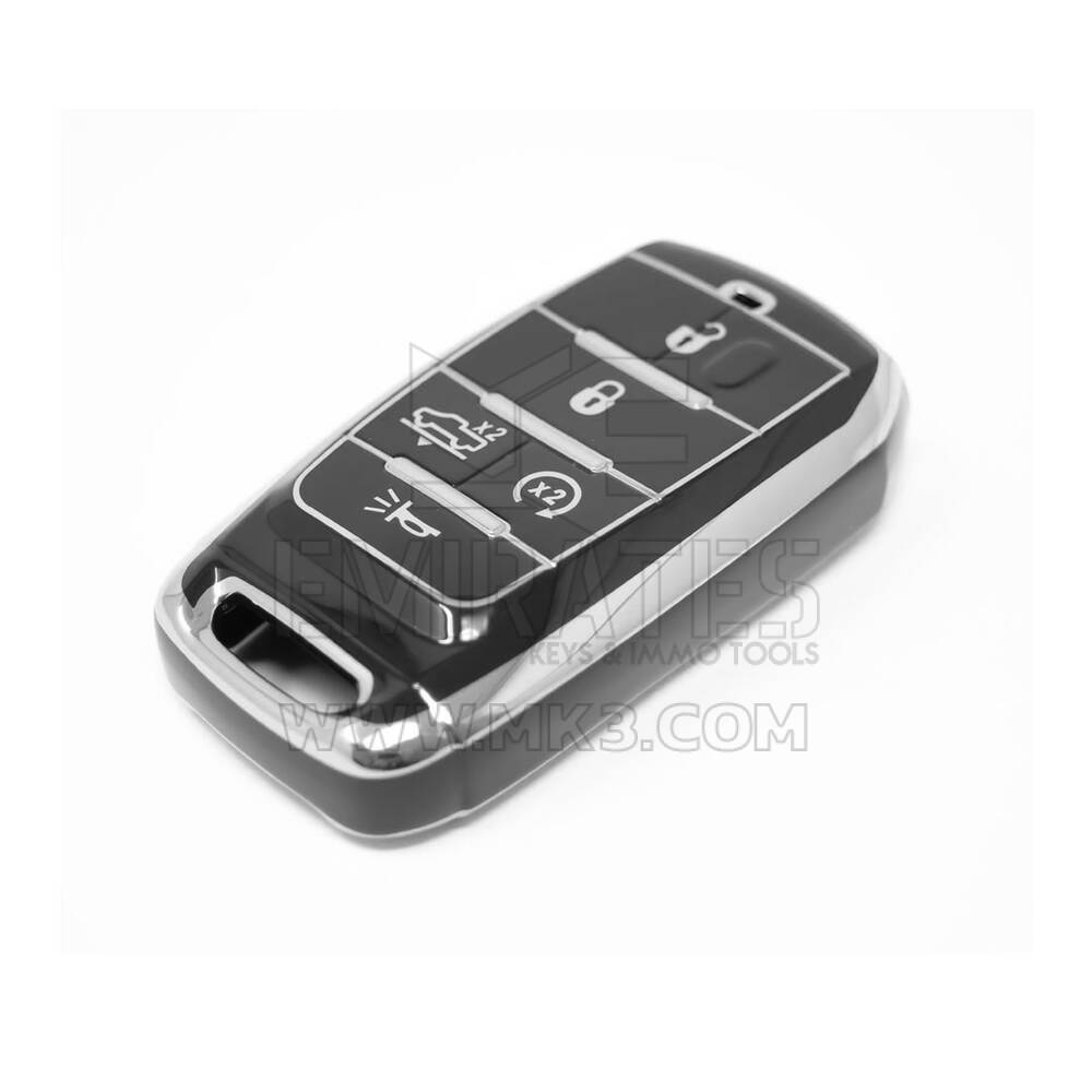 Coque Nano de rechange de haute qualité pour clé télécommande Jeep 5 boutons, noire, cadre argenté, Jeep-D11Y5 | Emirates Keys