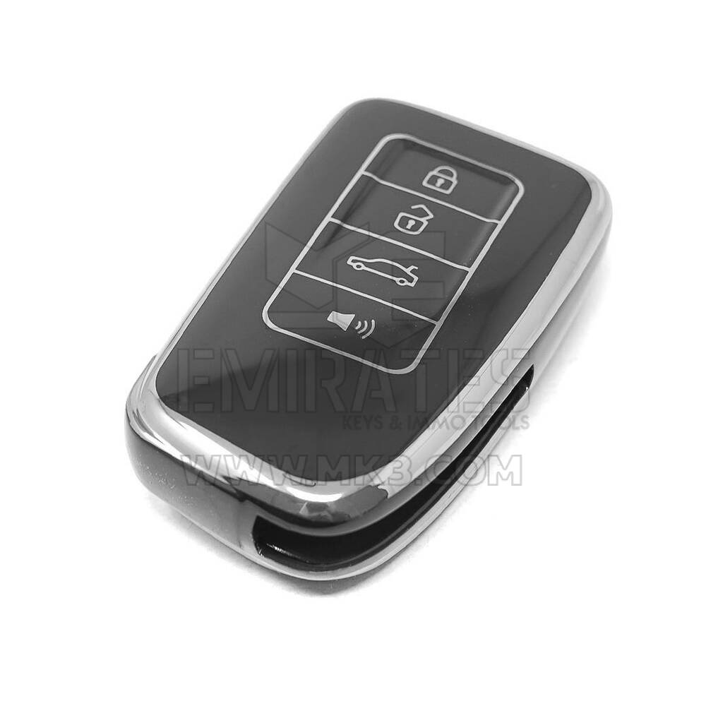 Coque Nano de rechange de haute qualité pour clé télécommande Lexus 4 boutons, noire, cadre argenté, LXS-A11Y4 | Emirates Keys