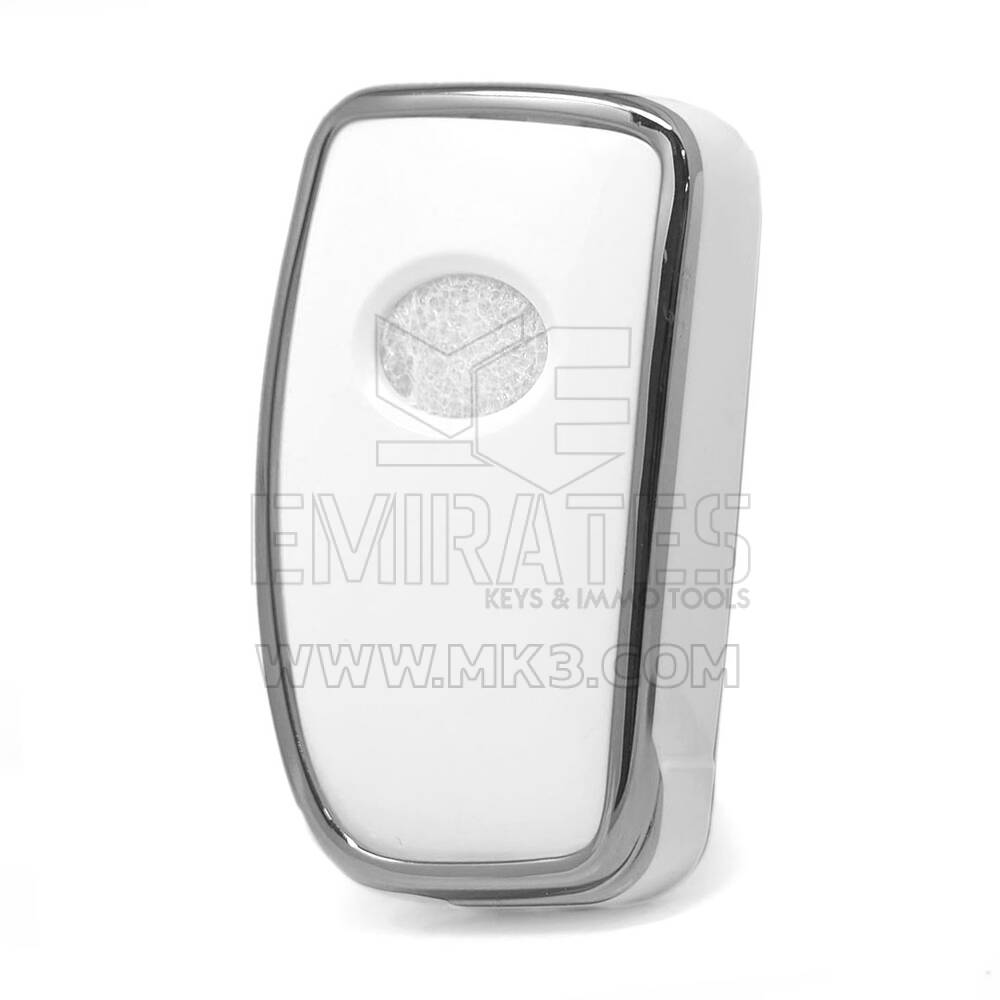 Coque Nano pour clé télécommande Lexus 4 boutons, blanche, cadre argenté, LXS-A11Y4 | MK3