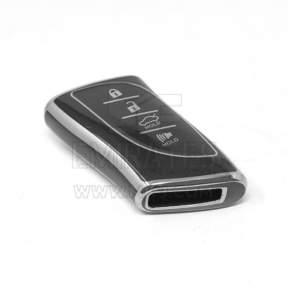 Coque Nano de rechange de haute qualité pour clé télécommande Lexus 4 boutons, noire, cadre argenté, LXS-B11Y4 | Emirates Keys