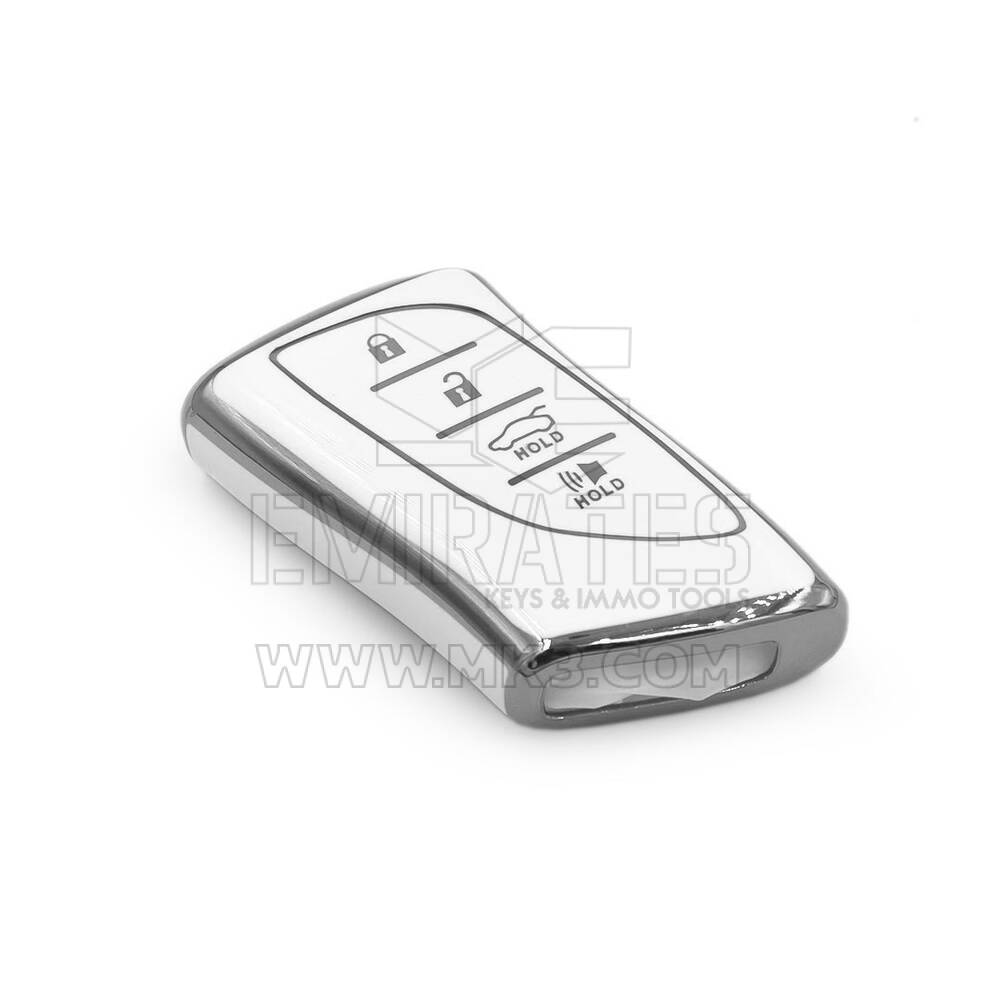 New Aftermarket Nano High Quality Cover For Lexus Remote Key 4 Button White Color Silver Frame LXS-B11Y4 | Emirates Keys