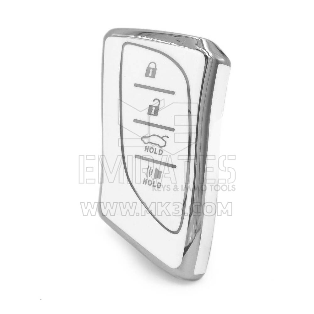 Nano High Quality Cover For Lexus Remote Key 4 Button White Color Silver Frame LXS-B11Y4