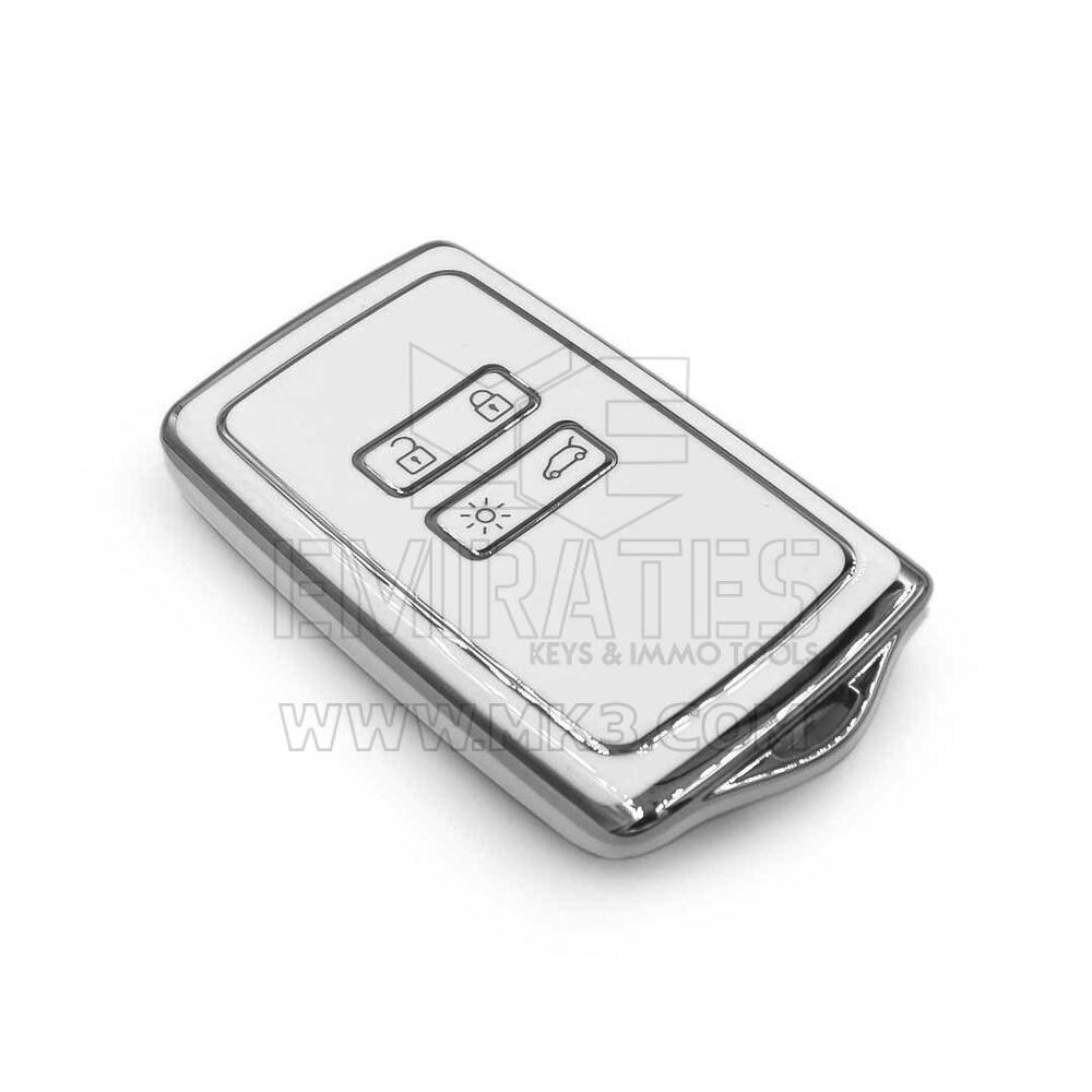 New Aftermarket Nano High Quality Cover For Renault Remote Key 4 Button White Color Silver Frame RN-A11Y | Emirates Keys