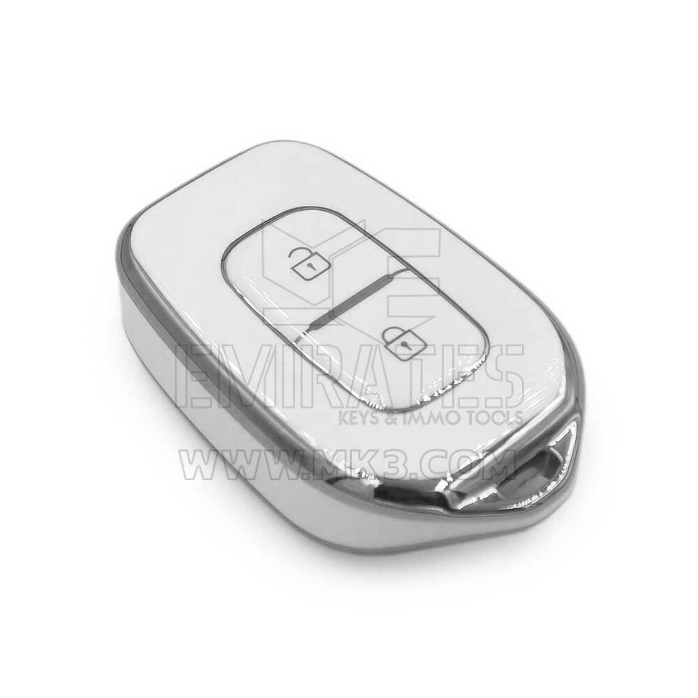 New Aftermarket Nano High Quality Cover For Renault Remote Key 2 Button White Color Silver Frame RN-C11Y2 | Emirates Keys