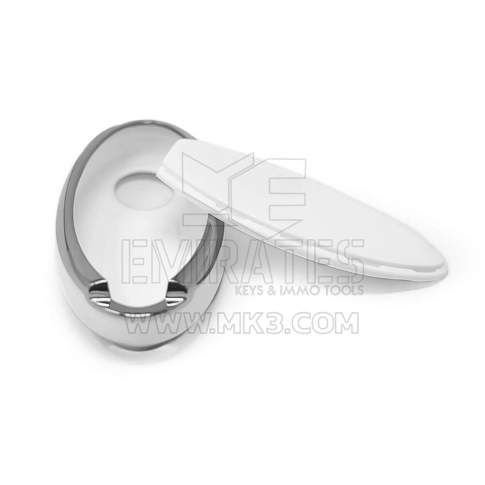 New Aftermarket Nano High Quality Cover For Nissan Remote Key 3 Button White Color Silver Frame NS-A11Y3B | Emirates Keys