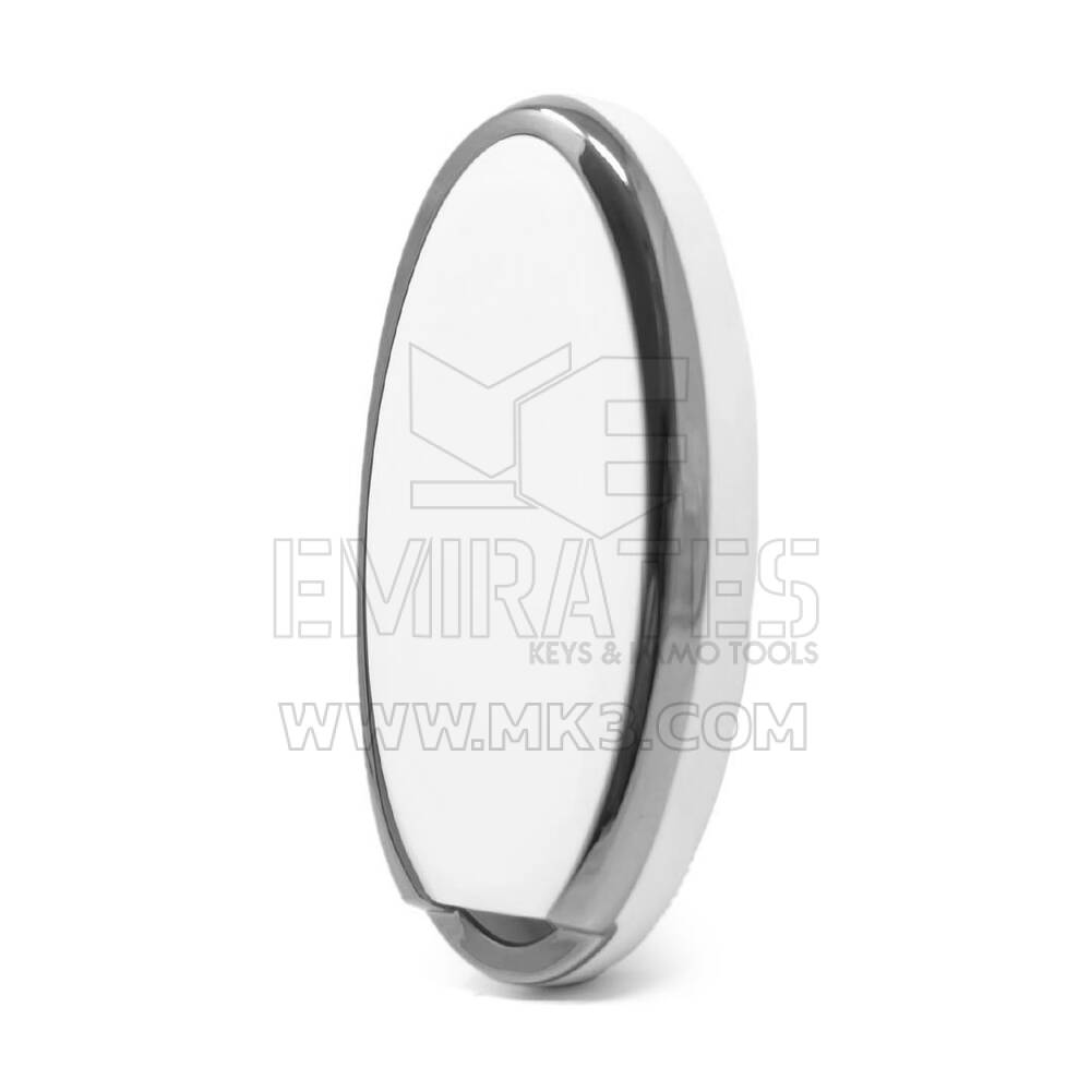 Нано-чехол для дистанционного ключа Nissan с 5 кнопками, белый цвет, серебристая рамка NS-A11Y5 | MK3