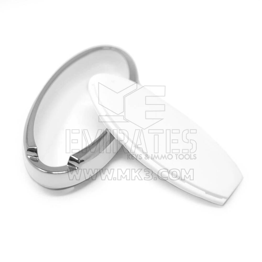 New Aftermarket Nano High Quality Cover For Nissan Remote Key 5 Button White Color Silver Frame NS-A11Y5 | Emirates Keys