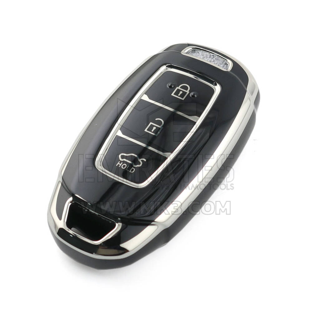 Новый высококачественный чехол Aftermarket Nano для дистанционного ключа Hyundai с 3 кнопками, черный цвет, серебристая рамка HY-D11Y3 | Emirates Keys