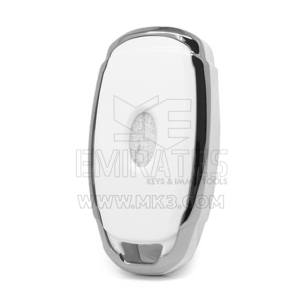 Coque Nano pour clé télécommande Hyundai 4 boutons, blanche, cadre argenté, HY-D11Y4A | MK3