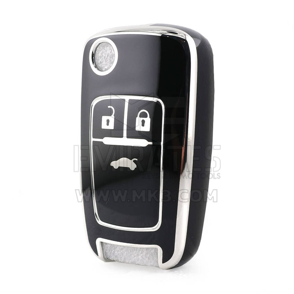 Nano High Quality Cover For Chevrolet Remote Key 3 Button Black Color Silver Frame CRL-A11Y3