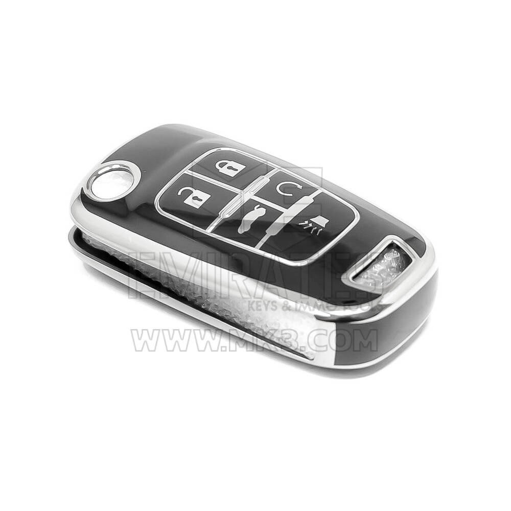New Aftermarket Nano High Quality Cover For Chevrolet Remote Key 5 Button Black Color Silver Frame CRL-A11Y5 | Emirates Keys