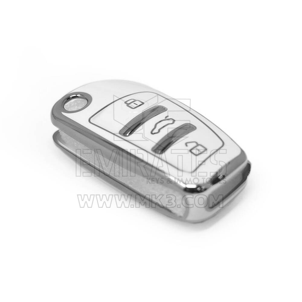 New Aftermarket Nano High Quality Cover For Audi Remote Key 3 Button White Color Silver Frame Audi-C11Y | Emirates Keys