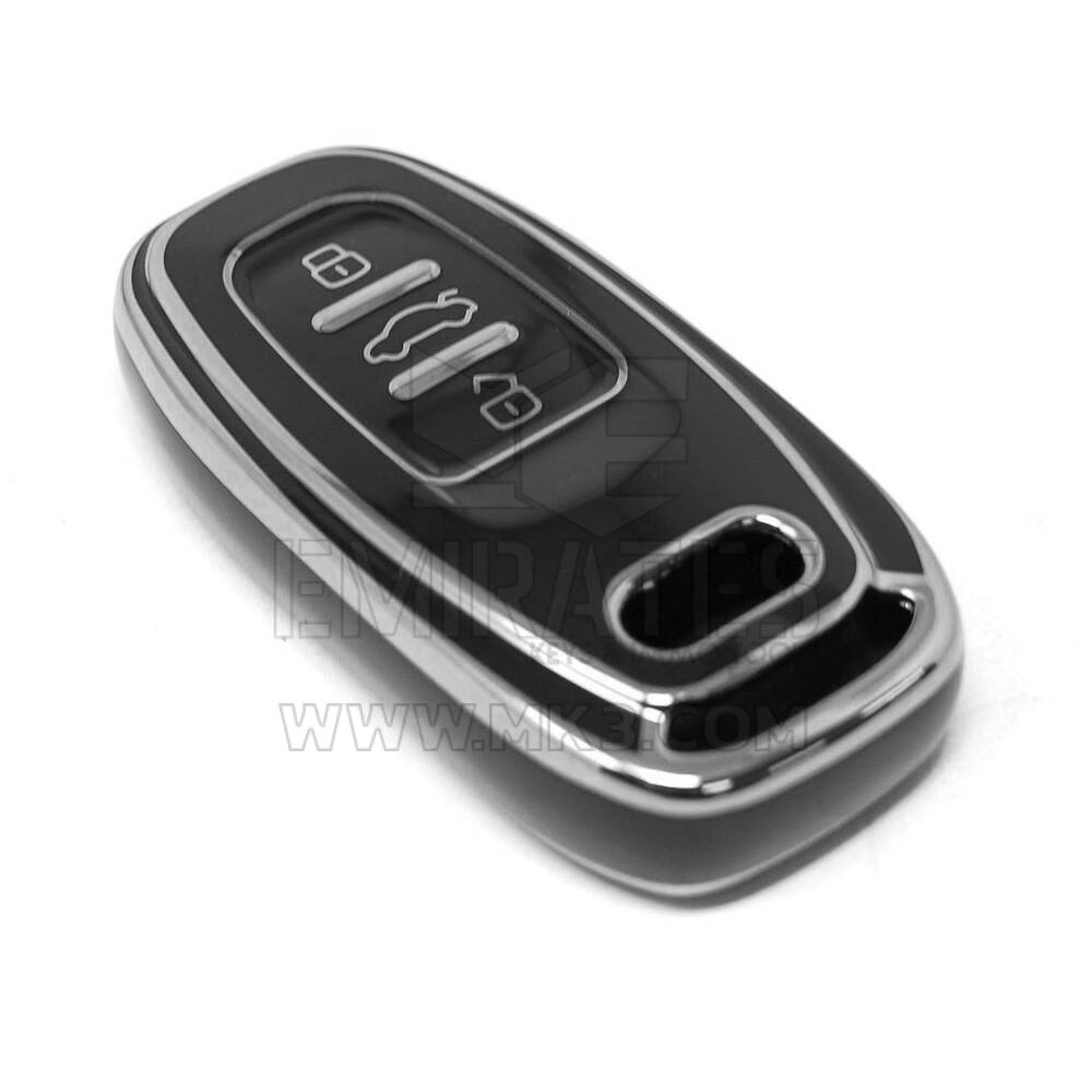 New Aftermarket Nano High Quality Cover For Audi Remote Key 3 Button Black Color Silver Frame Audi-D11Y | Emirates Keys