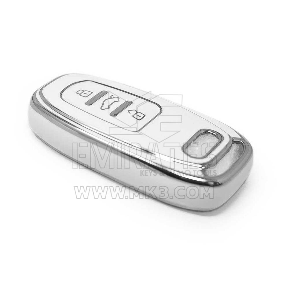 New Aftermarket Nano High Quality Cover For Audi Remote Key 3 Button White Color Silver Frame Audi-D11Y | Emirates Keys