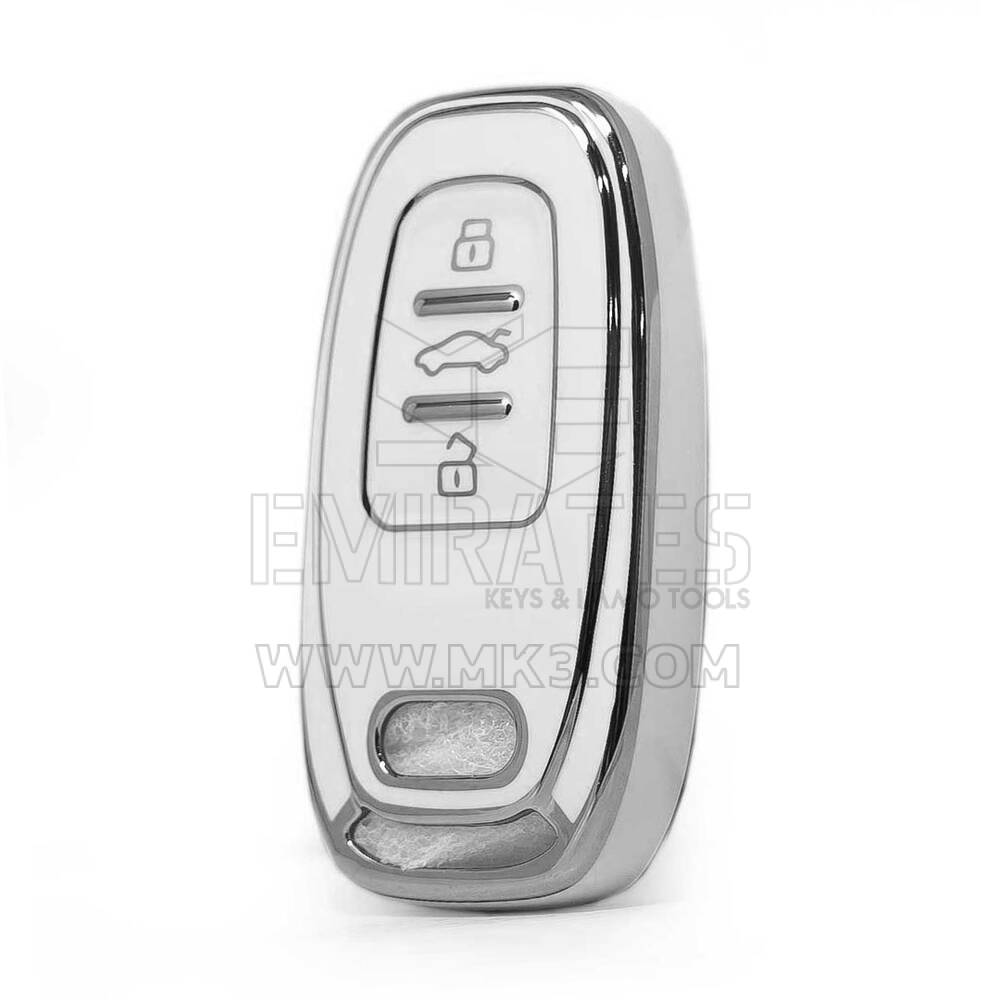 Nano High Quality Cover For Audi Remote Key 3 Button White Color Silver Frame Audi-D11Y