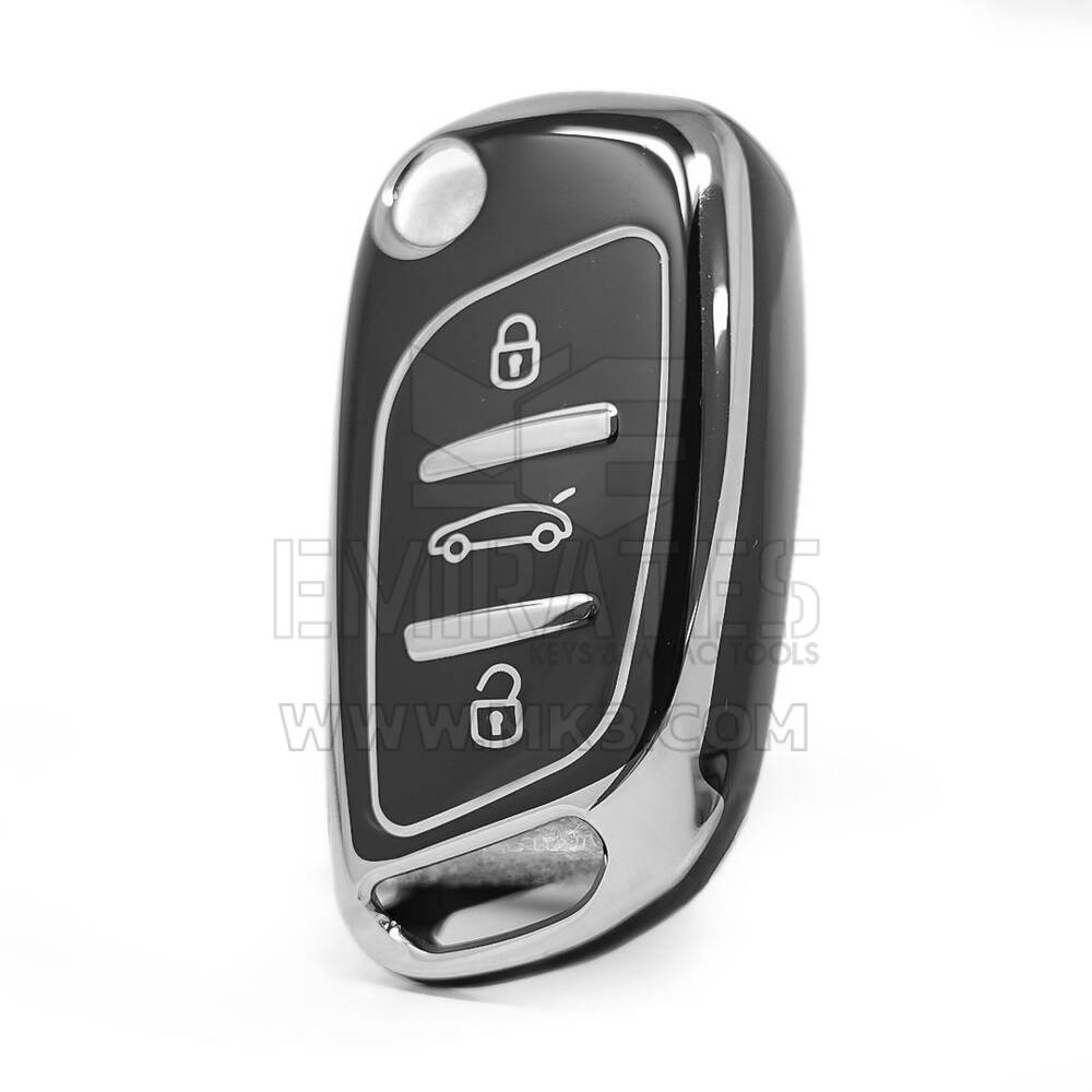 Nano High Quality Cover For Peugeot Remote Key 3 Button Black Color Silver Frame PG-B11Y