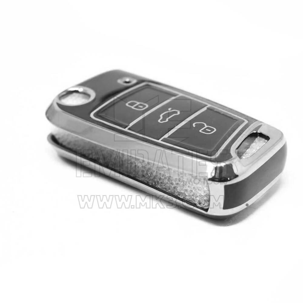 New Aftermarket Nano High Quality Cover For VW Remote Key 3 Button Black Color Silver Frame VW-B11Y3 | Emirates Keys