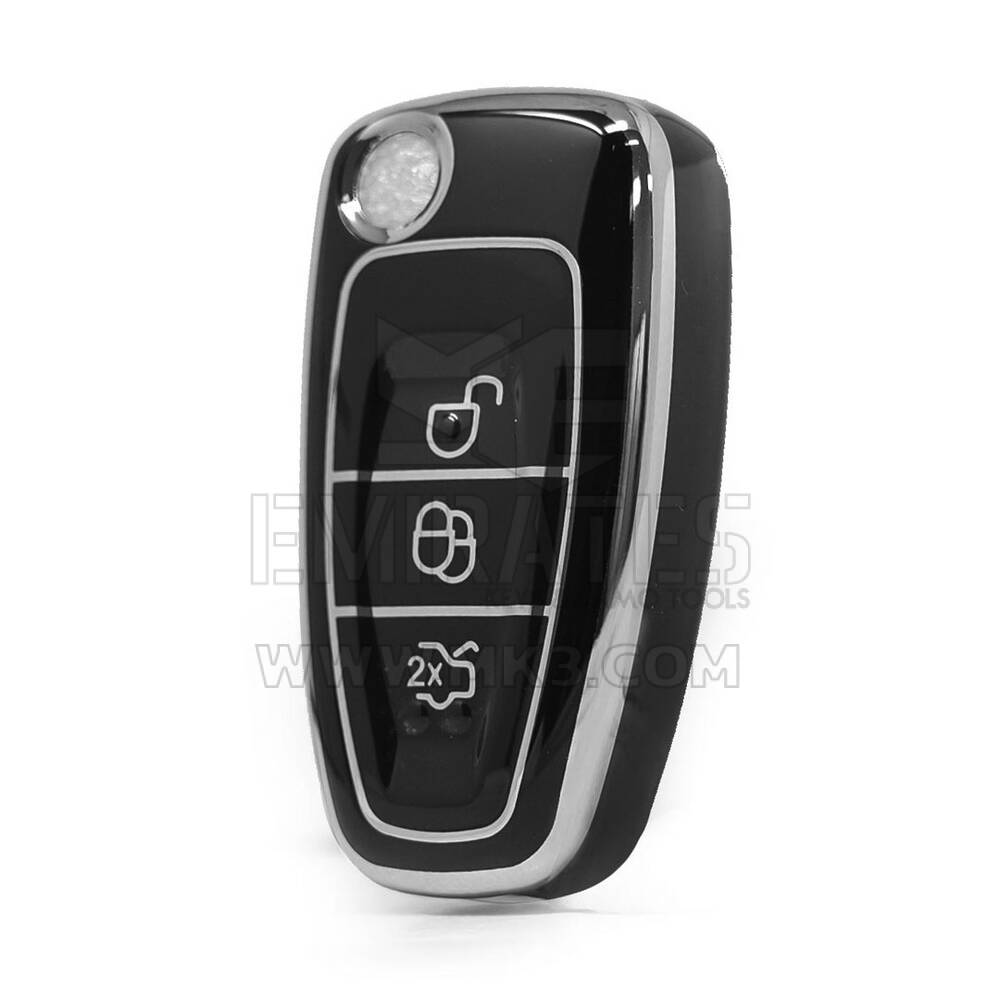 Nano High Quality Cover For Ford Remote Key 3 Button Black Color Silver Frame Ford-E11Y