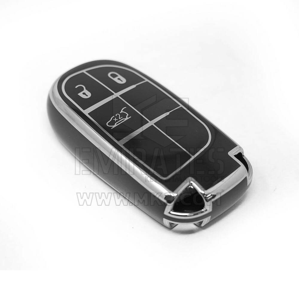Nueva funda nano de alta calidad para llave remota Jeep de 3 botones, color negro y marco plateado, Jeep-B11Y3 | Emirates Keys
