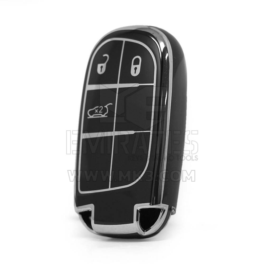 Funda nano de alta calidad para llave remota Jeep de 3 botones, color negro, marco plateado, Jeep-B11Y3