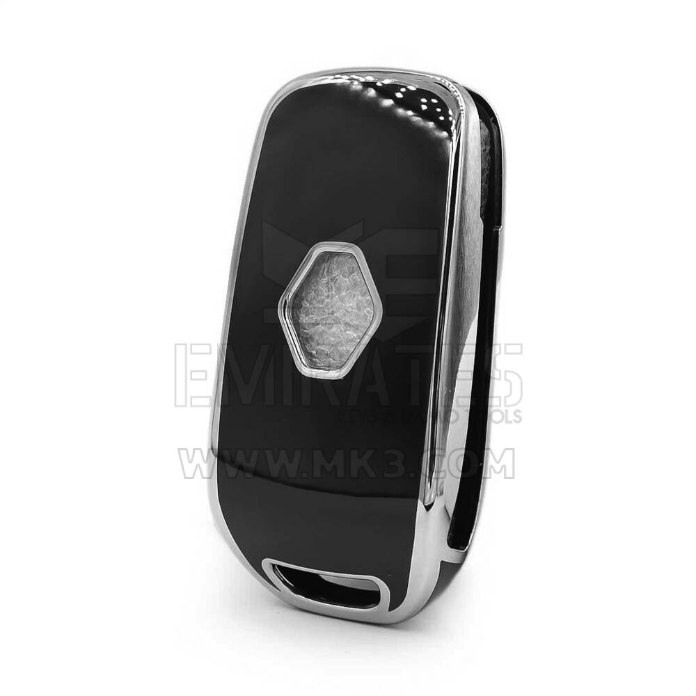 Coque Nano pour clé télécommande Renault 3 boutons, noire, cadre argenté RN-B11Y | MK3