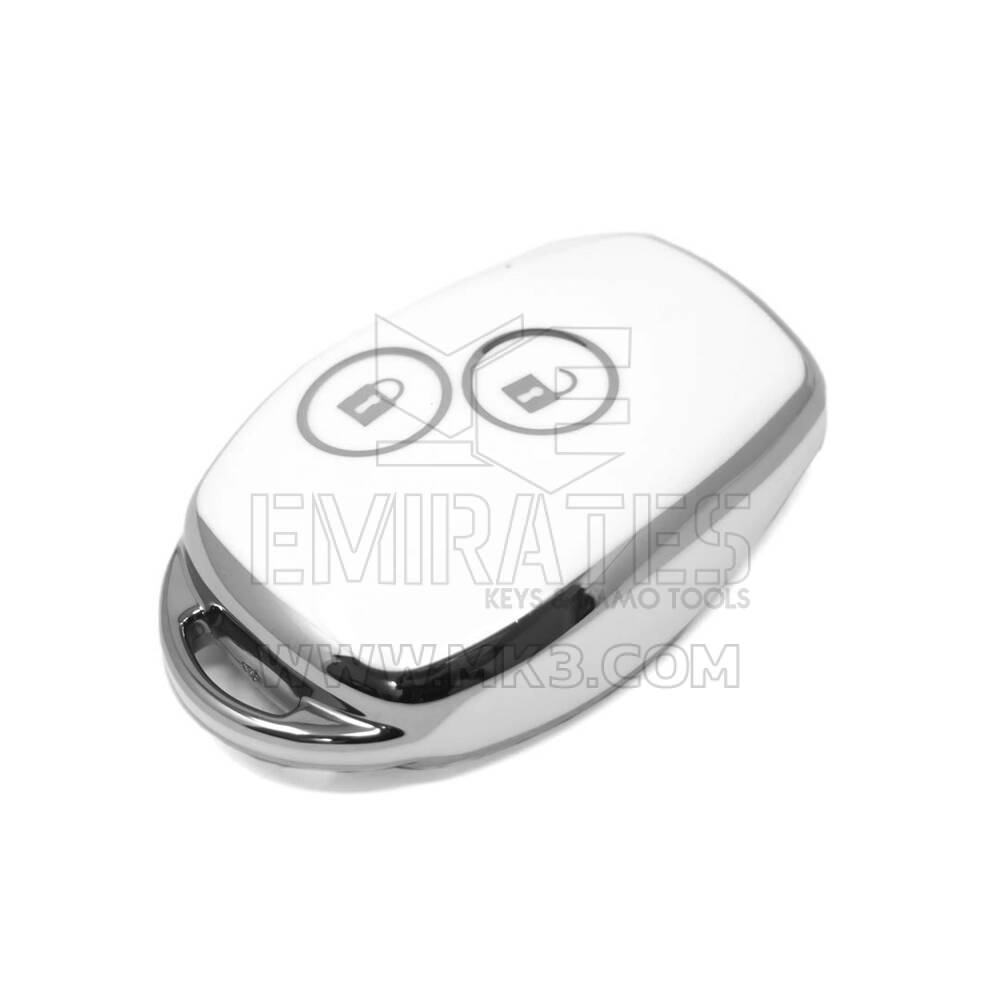 New Aftermarket Nano High Quality Cover For Renault Remote Key 2 Button White Color Silver Frame RN-D11Y2 | Emirates Keys