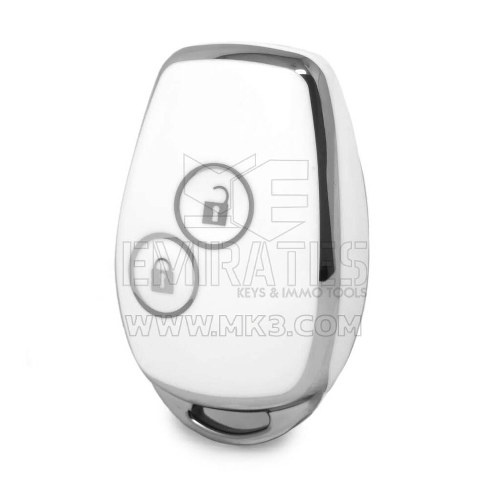 Nano High Quality Cover For Renault Remote Key 2 Button White Color Silver Frame RN-D11Y2