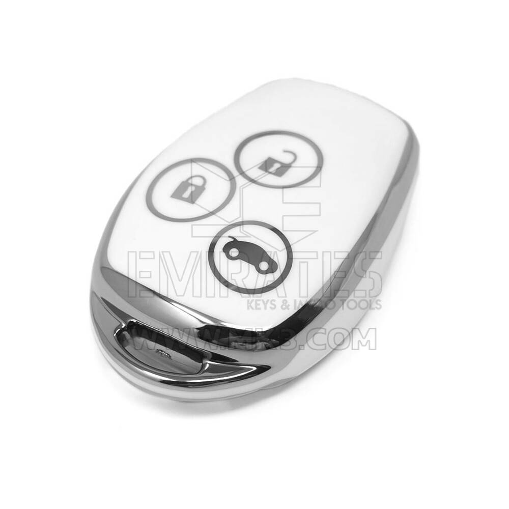 New Aftermarket Nano High Quality Cover For Renault Remote Key 3 Button White Color Silver Frame RN-D11Y3 | Emirates Keys