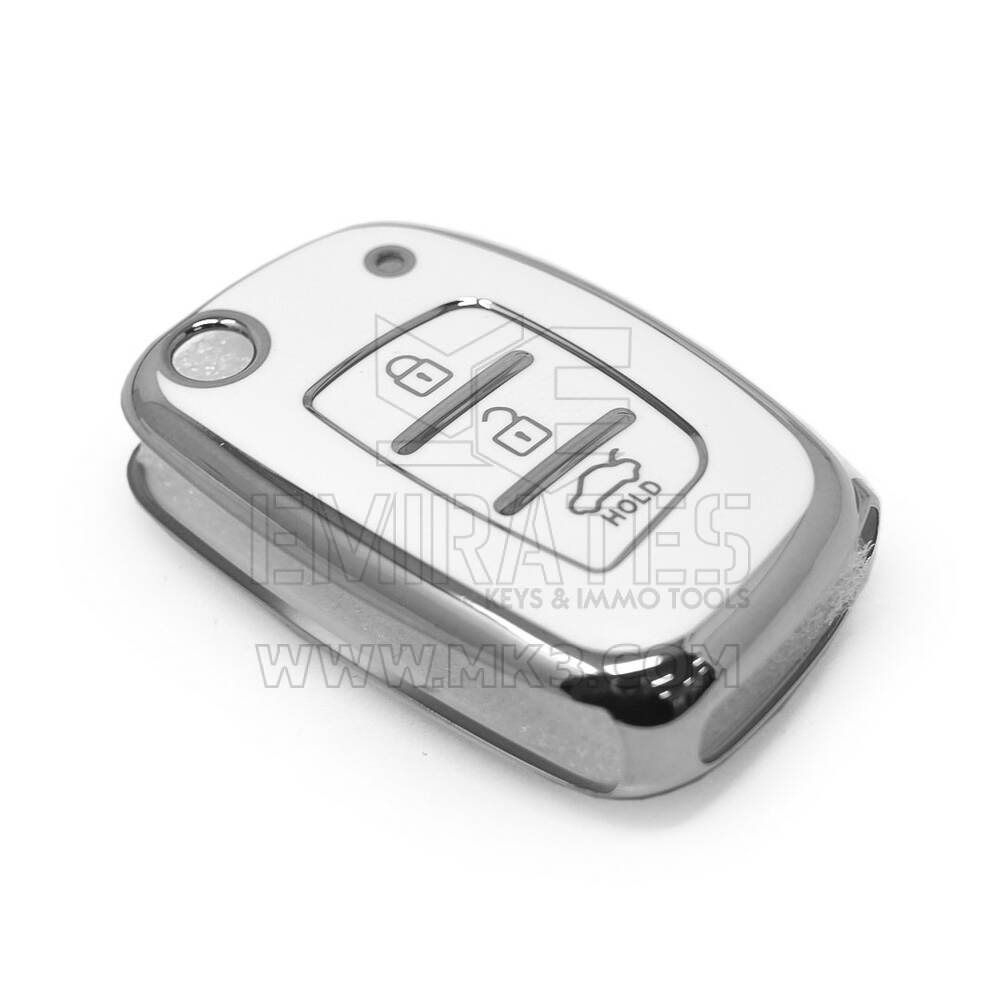 New Aftermarket Nano High Quality Cover For Hyundai Remote Key 3 Button White Color Silver Frame HY-F11Y3A | Emirates Keys