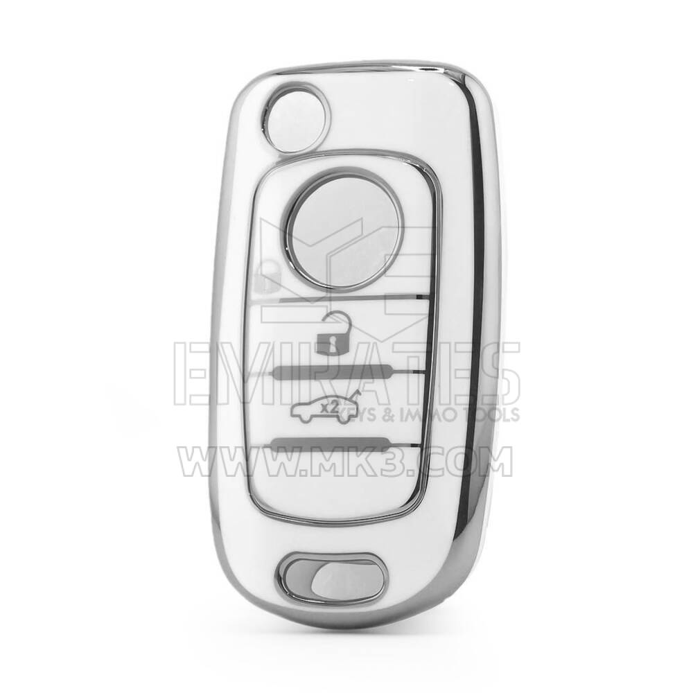 Nano High Quality Cover For Fiat Remote Key 3 Button White Color Silver Frame FIAT-C11Y3B
