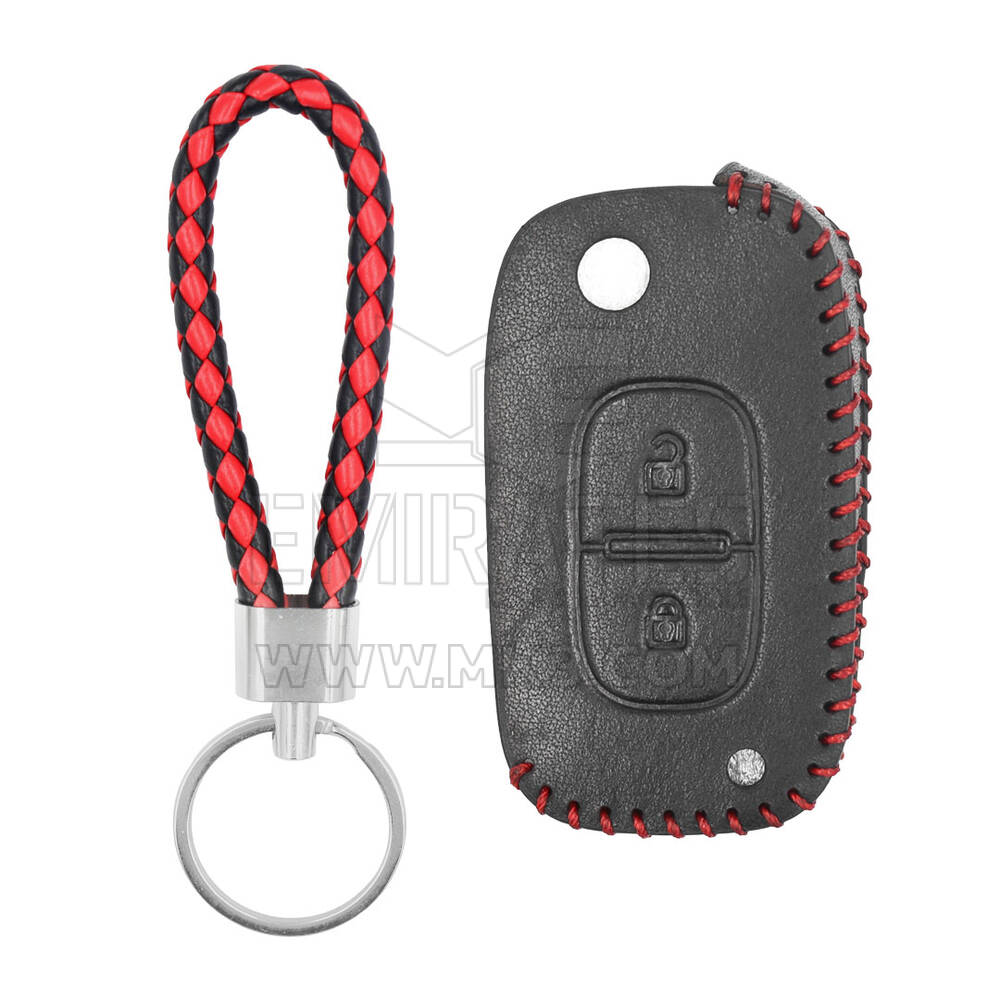 Etui en cuir pour clé à distance Renault Flip 2 boutons RN-D