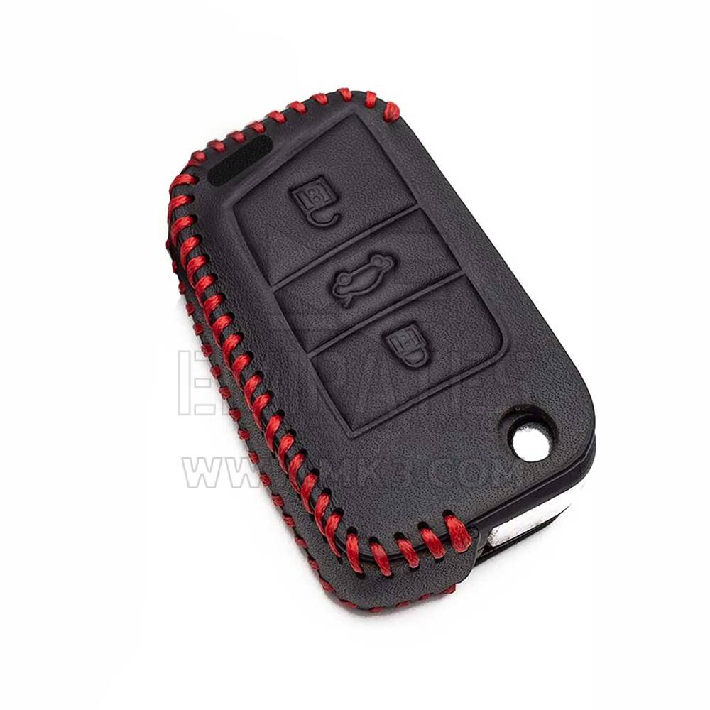 New Aftermarket Leather Case For Volkswagen Flip MQB Remote Key 3 Buttons High Quality Best Price | Emirates Keys