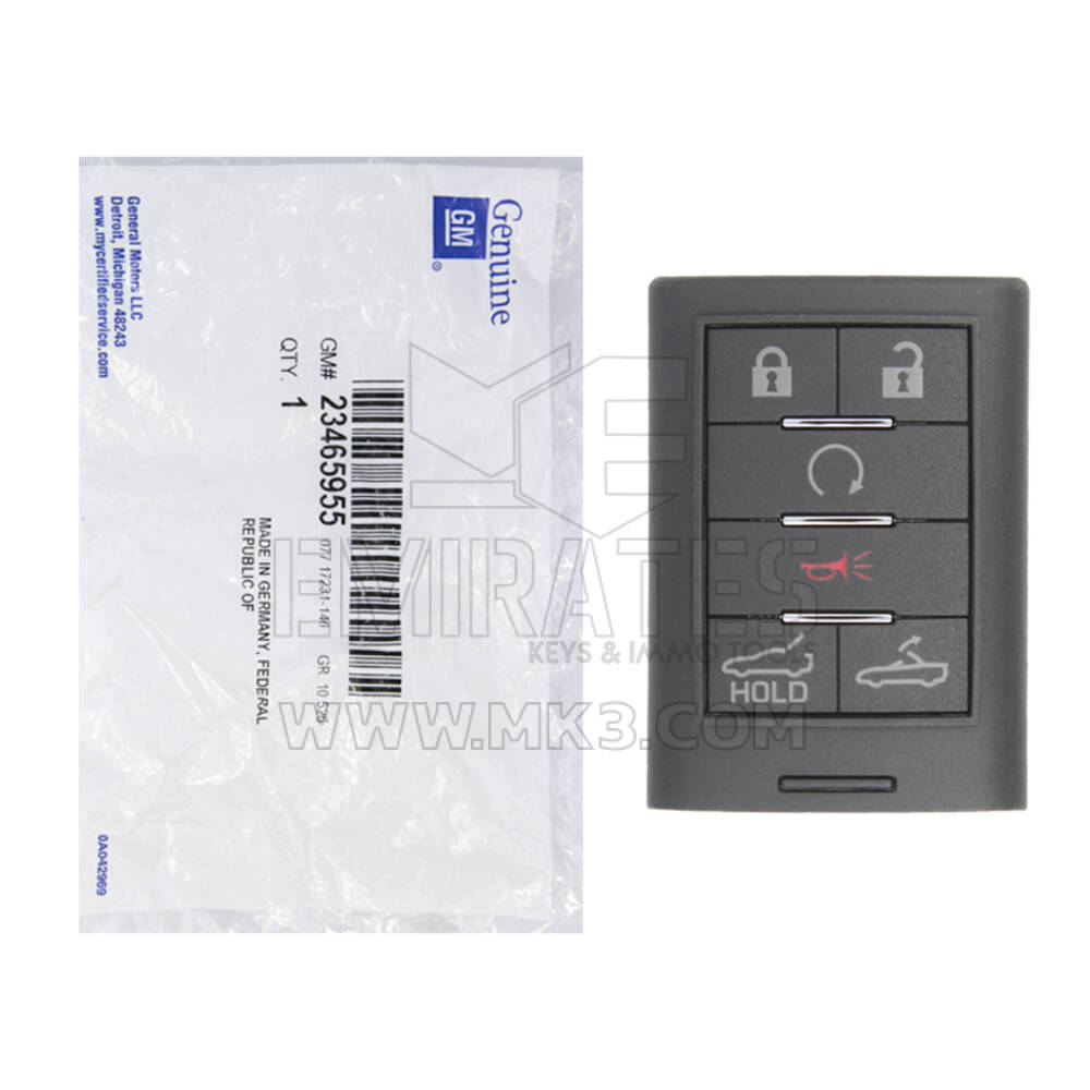 Novo Chevrolet Corvette 2015-2019 Genuíno / OEM Smart Remote Key 5+1 Botões 433MHz Número de peça OEM: 23465955 / FCCID: NBGGD9C04, IC: 2694A-G09C04 | Chaves Emirates