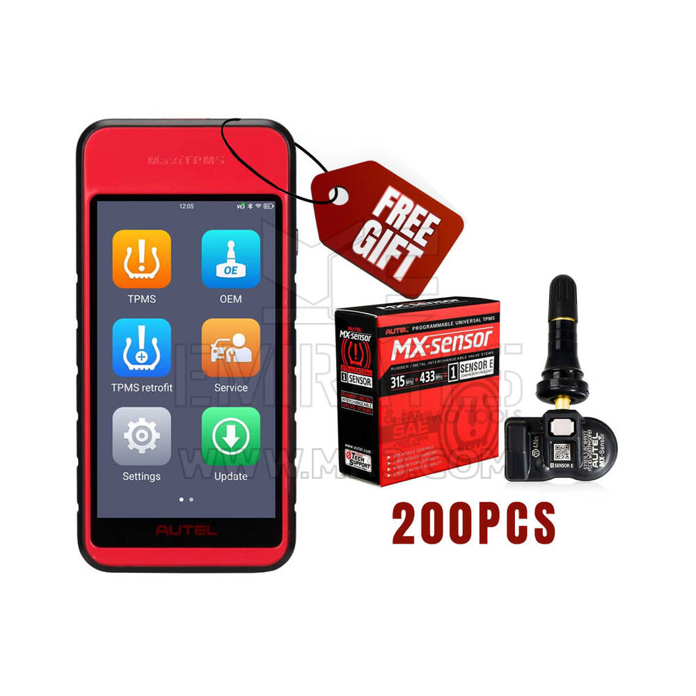 Autel MX-Sensor E TPMS Rubber 200 PCs + Free MaxiTPMS ITS600 Tire Wireless Android Tablet