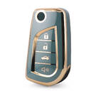 Capa Nano de alta qualidade para Toyota Flip Remote Key 3 + 1 botões cor cinza TYT-C11J4