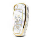 Нано-высококачественный мраморный чехол для дистанционного ключа Ford с 3 кнопками белого цвета Ford-E12J